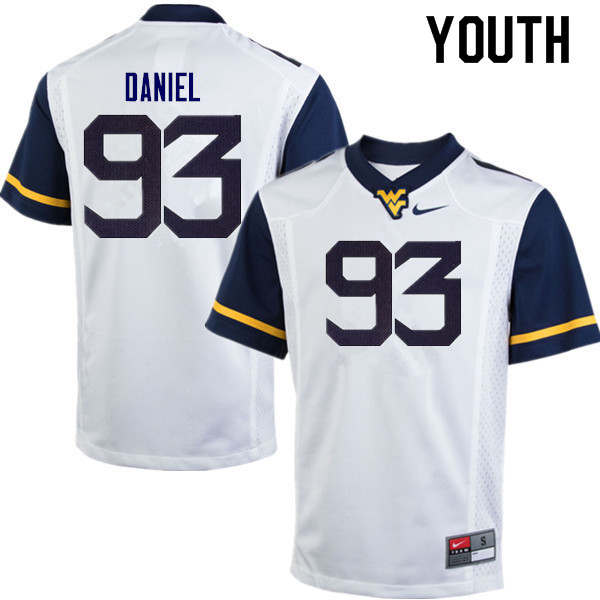 NCAA Youth Matt Daniel West Virginia Mountaineers White #93 Nike Stitched Football College Authentic Jersey SZ23F10SI